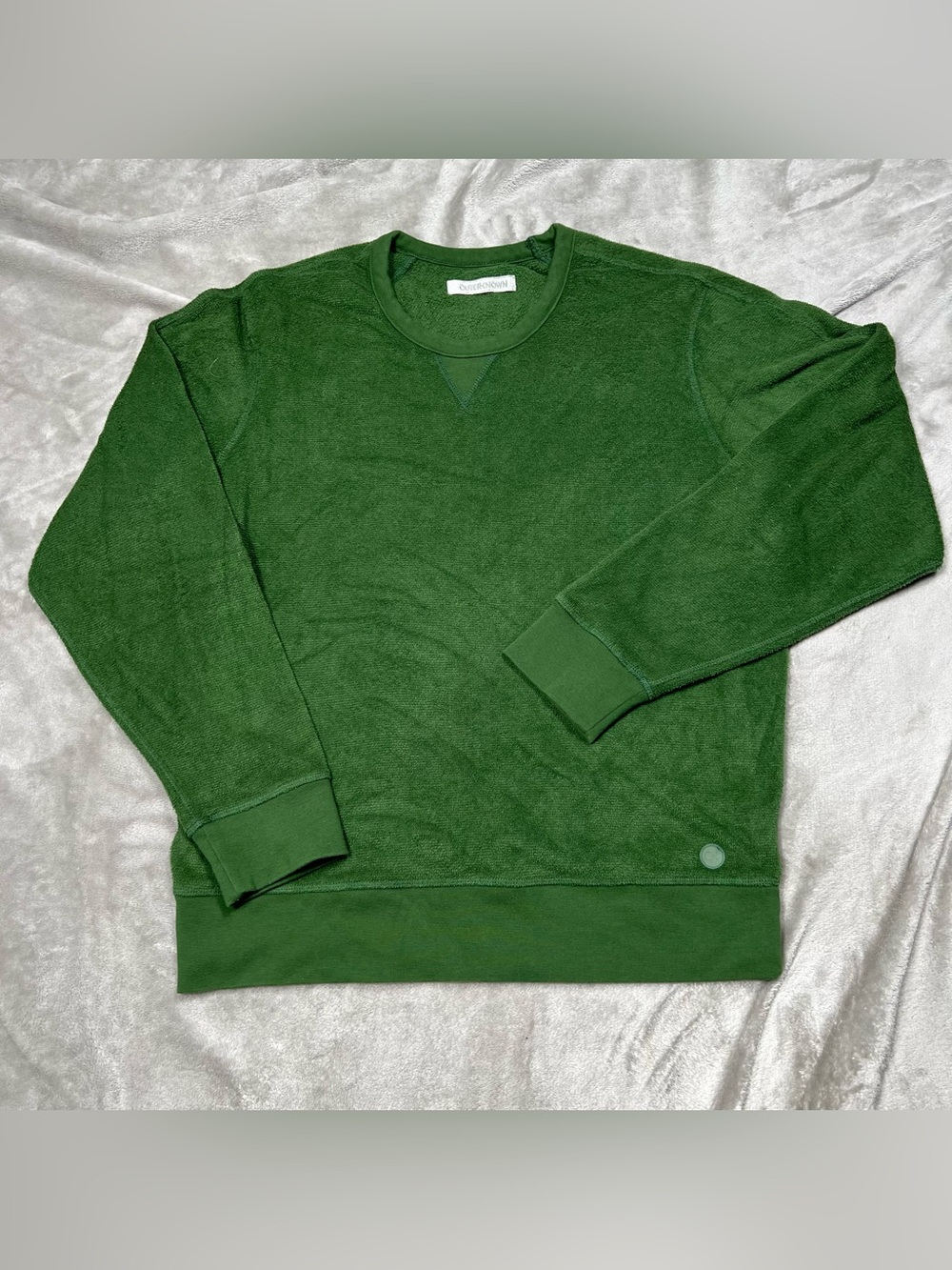 Outerknown High Tide Crew Mens M Olive Green Sweatshirt Pullover Terry Cotton